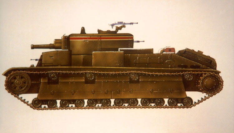 Russian T28 1934 Medium Tank; Airbrush Illustration by Les Still